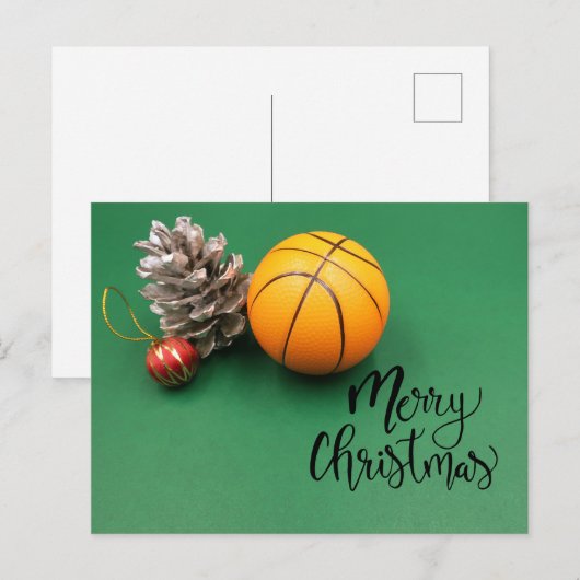 Basketball Weihnachtskarte  Postkarte (Vorne/Hinten)