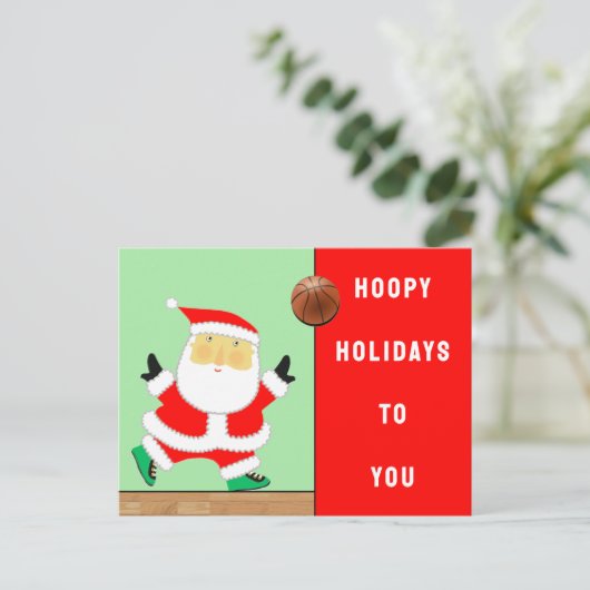 Basketball Weihnachtskarten Feiertagspostkarte (Stehend Vorderseite)