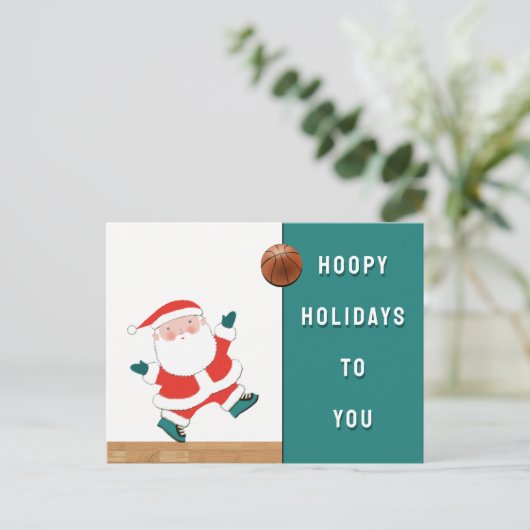 Basketball Weihnachtskarten Feiertagspostkarte (Stehend Vorderseite)