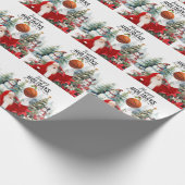 Basketball Weihnachtsmann mit Snowman zu Weihnacht Geschenkpapier (Ecke)