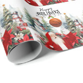 Basketball Weihnachtsmann mit Snowman zu Weihnacht Geschenkpapier (Rolleneckpunkt)