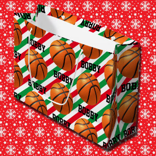Basketball Weihnachtsweihnachtsnacht Name Streifen Große Geschenktüte