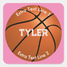 Basketball, weißer Name, 2 Textzeilen, rosa