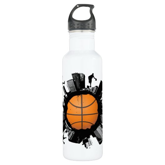 Basketball-Welt Edelstahlflasche (Vorderseite)