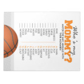Basketball Wer ist mein Baby Baby Animal Shower Ga Notizblock (Vorderseite)