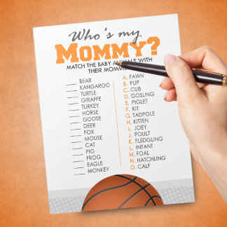 Basketball Wer ist mein Baby Baby Animal Shower Ga Notizblock