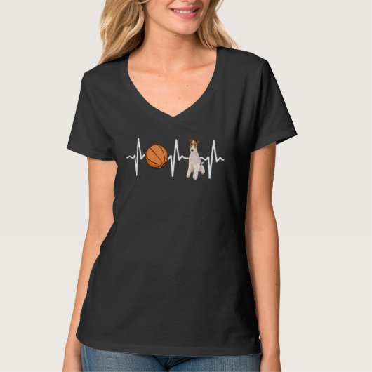 Basketball Wire Fox Terrier Heartbeat Dog T-Shirt (Vorderseite)