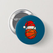 Basketball With Santa Hat Funny Christmas Xmas Gif Button (Vorne & Hinten)