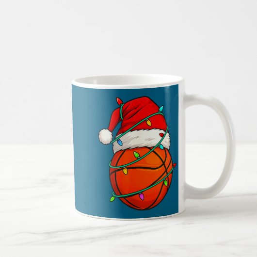Basketball With Santa Hat Funny Christmas Xmas Gif Kaffeetasse (Rechts)