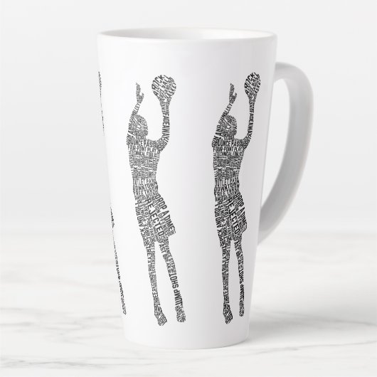 Basketball Word Art, Typografie Milchtasse (Rechte Ecke)