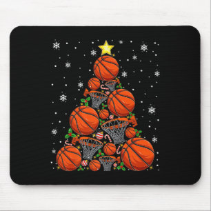 Basketball Xmas Tree Lights Santa Basketball Chris Mousepad