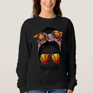 Basketball Yaya Life Messy Bun Game Day Sweatshirt
