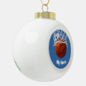 Basketball Your Name Custom Steel Blue Background Keramik Kugel-Ornament (Links)