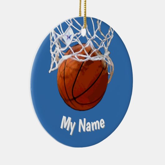 Basketball Your Name Custom Steel Blue Background Keramik Ornament (Rechts)