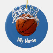 Basketball Your Name Custom Steel Blue Background Keramik Ornament (Vorne)