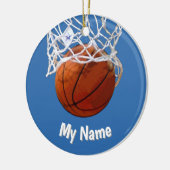 Basketball Your Name Custom Steel Blue Background Keramik Ornament (Links)