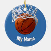 Basketball Your Name Custom Steel Blue Background Keramik Ornament (Hinten)