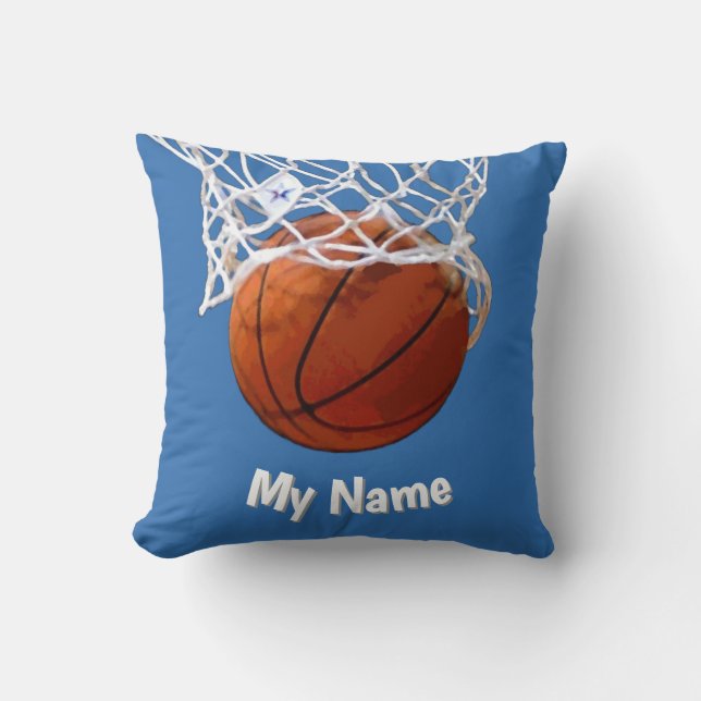 Basketball Your Name Custom Steel Blue Background Kissen (Vorderseite)