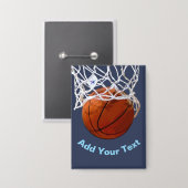 Basketball Your Name Text Message Slogan Custom Button (Vorderseite/Rückseite)
