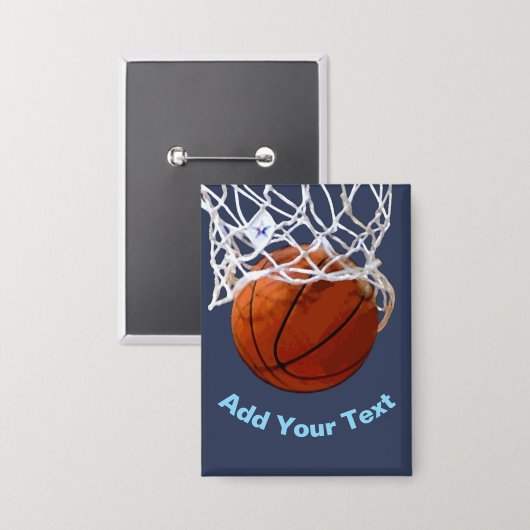 Basketball Your Name Text Message Slogan Custom Button (Vorderseite/Rückseite)