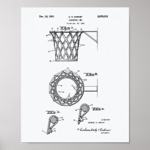 Basketball-Ziel 1951 Weißbuch zum Thema Patentkuns Poster