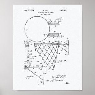 Basketball-Ziel 1954 Weißbuch zum Patentwesen Poster