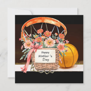 Basketball zum Muttertag mit Blumenstrauß  Feiertagskarte
