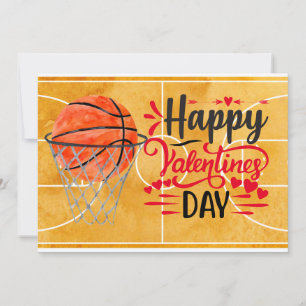 Basketball zum Spieler am Valentinstag Feiertagskarte