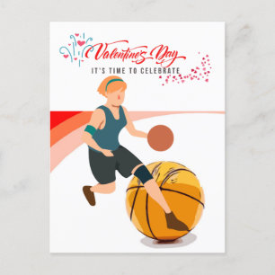 Basketball zum Valentinstag mit Liebe Feiertagspostkarte