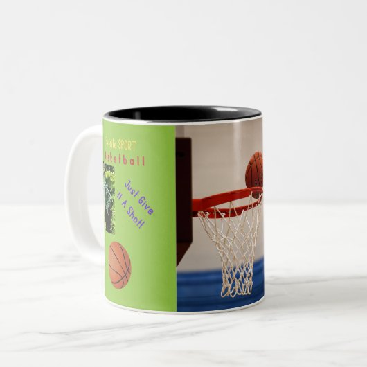 Basketball Zweifarbige Tasse (Vorderseite Links)