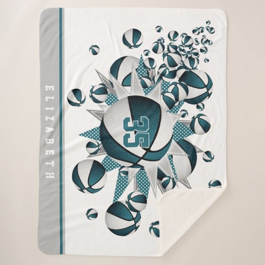 Basketballball-Blownwall für aquamarine Weiße Sherpadecke (Vorderseite)