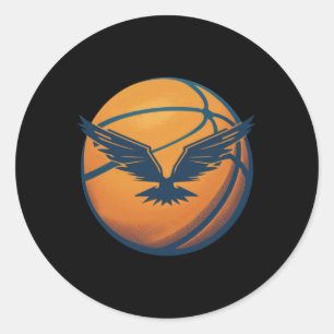 Basketballball mit Adler Runder Aufkleber