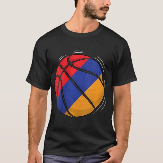 Basketballball mit der Flagge Armeniens T-Shirt (Vorderseite)