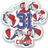 Basketballbäume in rot und blau aufkleber (Vorderseite)