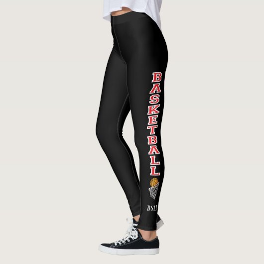 Basketballbriefe in Rot und Weiß Leggings (Links)