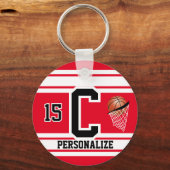 Basketballbuchstaben und -ziffern - rot und weiß schlüsselanhänger (Vorderseite)