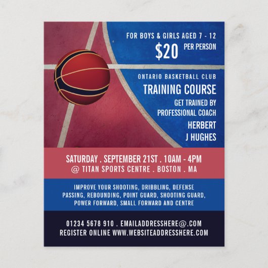 Basketballdesign, Basketballtrainingskurs Flyer (Vorne)