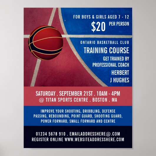 Basketballdesign, Basketballtrainingskurs Poster (Vorne)