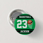 Basketballdesign in Grün und Schwarz Button (Vorne & Hinten)