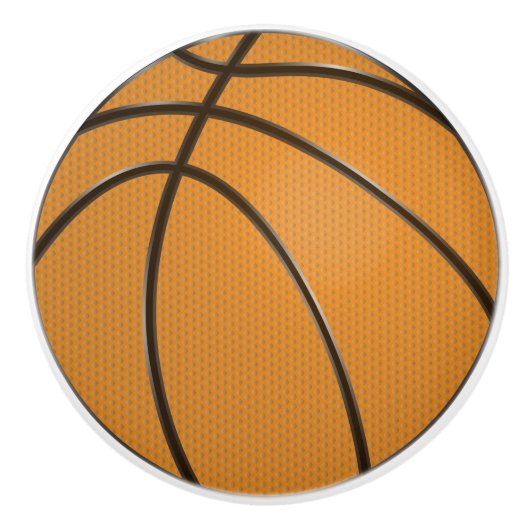 Basketballdesign in klassischem Orange und Schwarz Keramikknauf (Vorderseite)