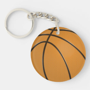 Basketballdesign in traditionellem Orange und Schw Schlüsselanhänger