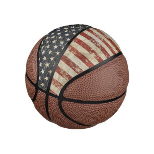 Basketballdruck mit Grunge Flagge USA Mini Basketball
