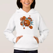 Basketbälle aquamarine graue Stars Mädchensport Hoodie (Vorderseite)