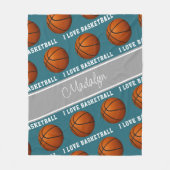 Basketbälle und ich Liebe Basketballtextmuster Fleecedecke (Vorderseite)