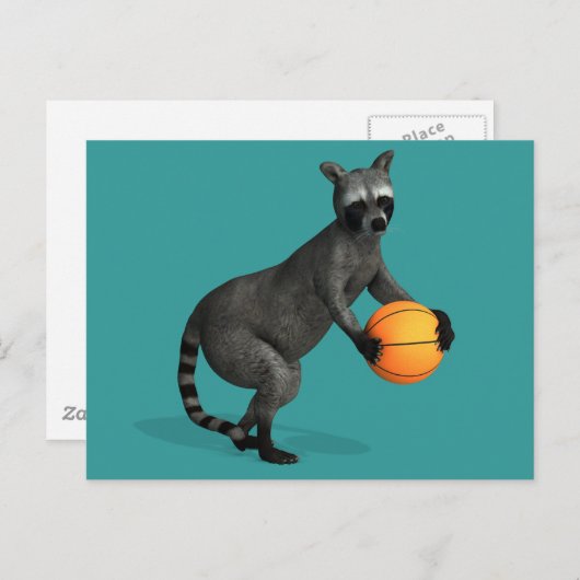 Basketballer Raccoon Postkarte (Vorne/Hinten)