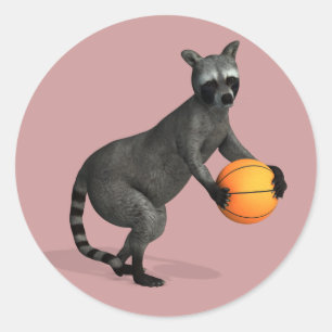Basketballer Raccoon Runder Aufkleber