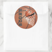 Basketballergebnis in Orange Brown Runder Aufkleber (Tasche)