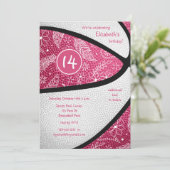 Basketballfeier in Rosa Einladung (Stehend Vorderseite)