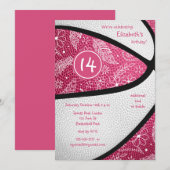 Basketballfeier in Rosa Einladung (Vorne/Hinten)