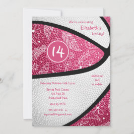 Basketballfeier in Rosa Einladung